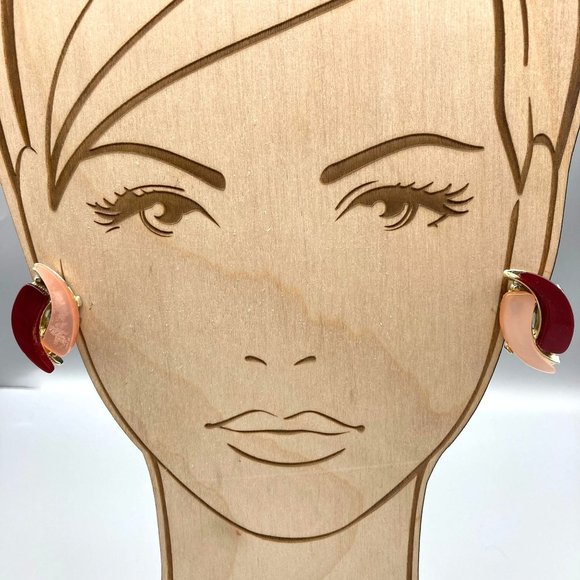 Vintage Shades of Pink Thermoset Lucite Earrings, Mid Century Glam, Silver Tone - Picture 1 of 5